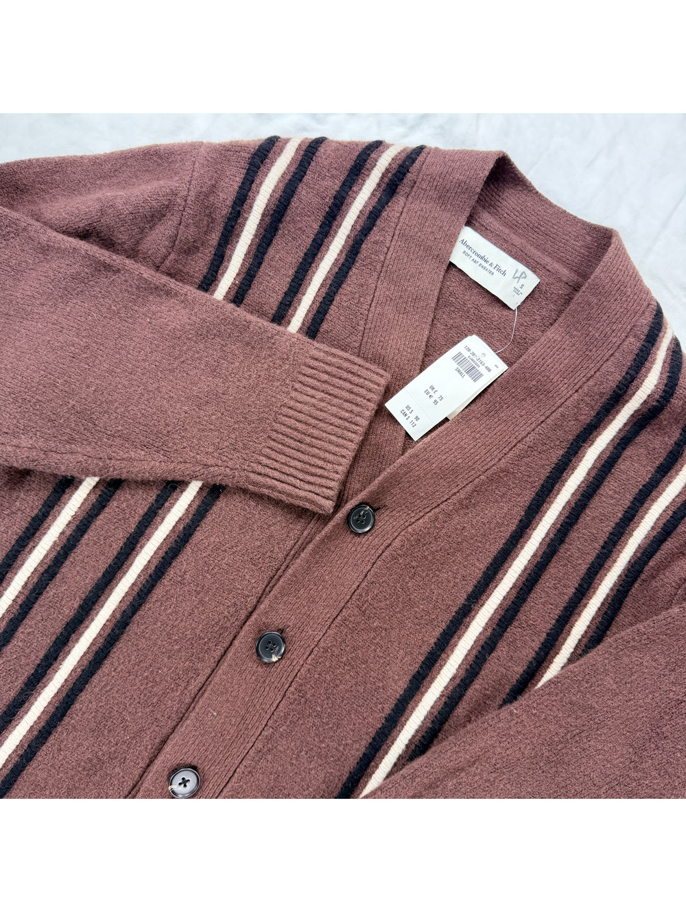 Abercrombie & Fitch Soft A&F Cardigan Sweater S Brown Striped NWT Preppy